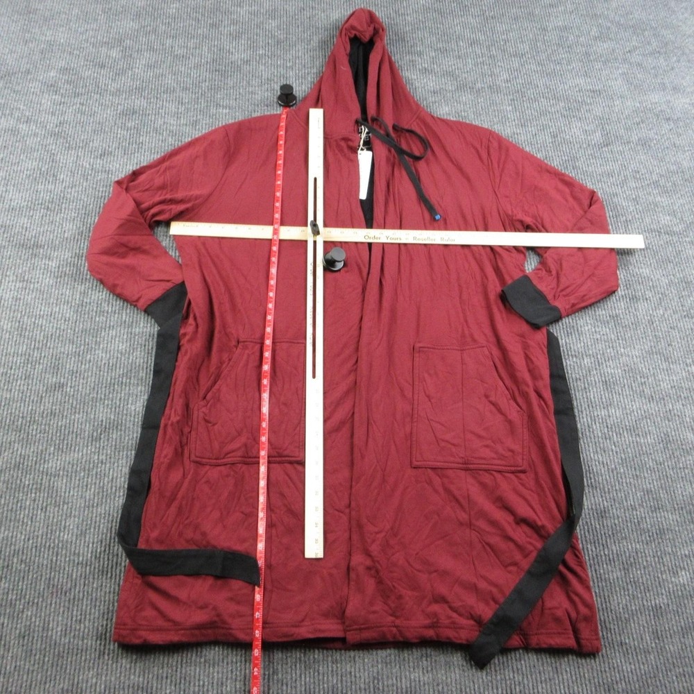 DudeRobe Robe Mens L Red Hooded Belted Polycotton Jersey Lightweight NWT - Picture 3 of 16